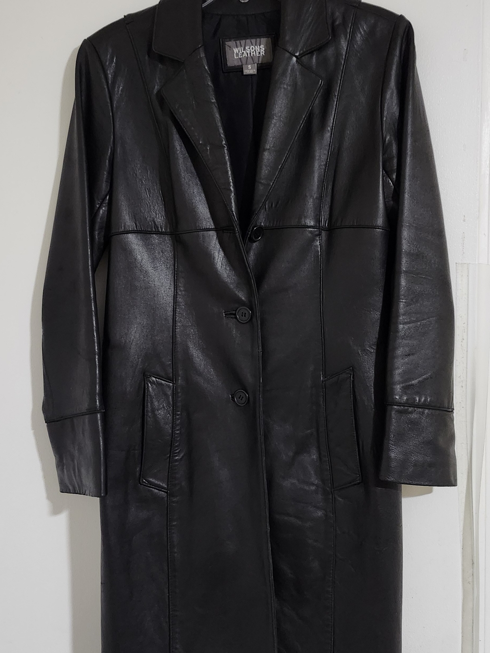 Wilsons Leather Women's Black Longline Leather Blazer Coat